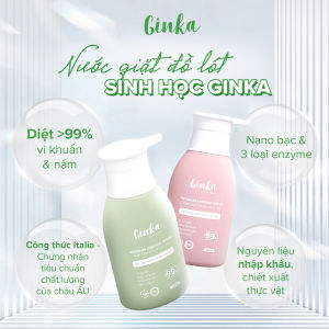 Combo 2 Nước giặt đồ lót cao cấp Ginka (3 loại enzymes và nano bạc) giúp diệt nấm và vi khuẩn khử mùi an toàn cho da 280ml
