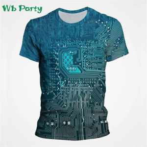 Circuit Board Print Mens Clothing Men T-Shirt Short Sleeve Tee Man T-Shirt Circuit Board Print Clothes Men Designer Clothes Men