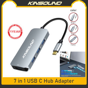 Kinsound USB C Hub Adapter 7 in 1 Thunderbolt 3 Mac Hub with 4K HDMI USB-C Power Delivery SD/TF Card Reader 3 x USB 3.0 Compatible with MacBook Laptop Other Type-C Phone & Devices
