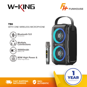 Funhouse | W-KING T9 Loud Bluetooth Speakers with Subwoofer 80W Party Portable Outdoor Speakers Bluetooth Wireless -Deep Bass Huge 105dB Sound Mixed Color Lights 24H Play AUX USB Play TF Card Non-Waterproof