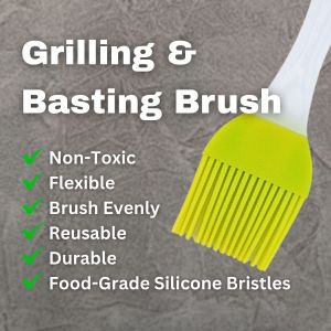 BBQ Grill Glazing Brush 🥩 BPA Free Silicone / For Butter Oil Sauce Marinades / Home Cooking Multipurpose / Soft Bristles / Easy Clean / BBQ Pastry Baking