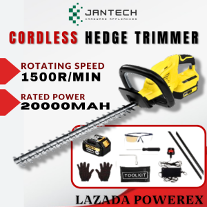 (JANTECH) Cordless Hedge Trimmer 20 in with Battery Electric Shrub Grass Trimmer Pruning Saw Dual-Action Blades Brushless Hedge Trimmer Heavy Duty Outdoor Garden Power Tools