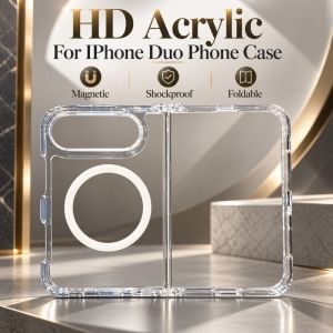 JUTBONG ic For IPhone18 Duo Phone Case Acrylic Clear Foldable Phone Cover HD Lightweight Phone Shell