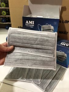Combo 2 hộp Khẩu Trang Y Tế Than Hoạt Tính 4 lớp Màu Xanh CHÍNH HÃNG AMI (50 chiếc /1 hộp)
