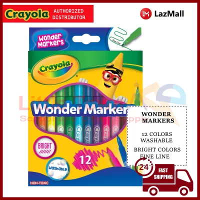 Crayola Wonder Markers Washable Bright Color Fine Line 12Colors