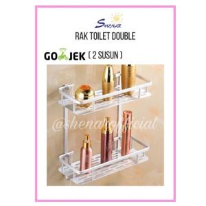 DOUBLE LAYER RAK SUSUN 2 TINGKAT ALUMUNIUM ANTI KARAT RAK SABUN SHAMPO TOILET SERBAGUNA RAK DINDING TOILET KAMAR MANDI 2 SUSUN ALUMINIUM / RAK DOUBLE LAYER / TEMPAT SABUN SHAMPOO VIRAL MODERN SHENAR