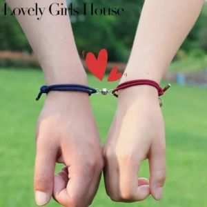 น่ารักหญิงบ้านผู้ชายผู้หญิงสแตนเลสมิตรภาพชุดสร้อยข้อมือ2ผู้ที่เป็นแม่เหล็กรูปบอลคู่กําไลข้อมือมิตรภาพเชือกเครื่องประดับของขวัญ