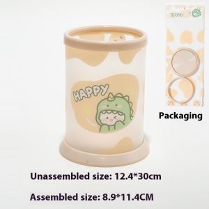 KS ที่เก็บปากกาทรงกลมลายการ์ตูนพับเก็บได้กล่องเก็บของตั้งโต๊ะสำหรับนักเรียนที่เก็บเครื่องเขียนใหม่