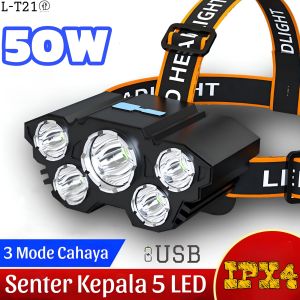 Senter Kepala 5 Led 50WATT senter terang benderang L-T21 FHLC