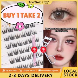 Trotinic | 【buy1 get 2】False Eyelash 6 Rows Portable Peacock Fish Sunflower Cat Genie Eyelashes Easy To Remove Lazy Single Cluster Eyelashes for Beginners Reusable Eye Makeup BeautifulBamboo