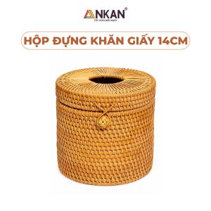 Hộp Khăn Giấy Tròn Mây Tre ANKAN – Decor Sang Trọng Nhà Tắm Phòng Khách Cafe