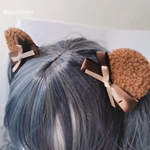 2 Pieces Hair Clip Barrette Hairpin Bowknot Biscuit Accessories for Theme Costume Party Favor Cosplay Decoration