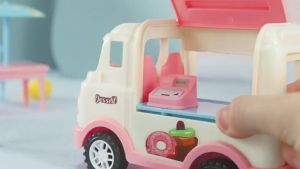Aoduoyaya Kids Pretend Play Set Dessert Food Truck Toy Mini Fridge Kitchen Cooking Playset Educational Toys