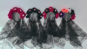 Gothic Eyeball Witch Rose Hair Hoop Halloween Decorative Eyeball Veil Role Play Costume Proms Party Live Show Headwear