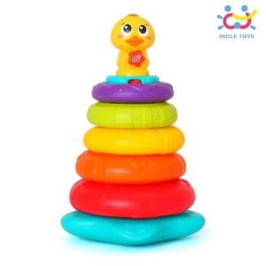 Huile Toys ห่วงเรียงซ้อนลูกเป็ด เจดีย์สวมหลัก มีเสียงมีไฟ