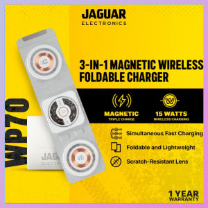 Jaguar Electronics WP70 3 in 1 15W Magnetic Wireless FoldableCharger  Charging Pad for Multple