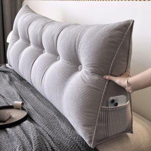 Casual Striped Wedge Floor Pillow Cushion with Side Storage Soft Fluffy Back Support Zippered Polyester Cover Hand Wash Multipurpose All-Season Use - White Christmas Present