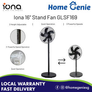 Iona GLSF 169 16" Stand Fan 3 Speed 5 Blade Adjustable Electric Tatami Stand Fan
