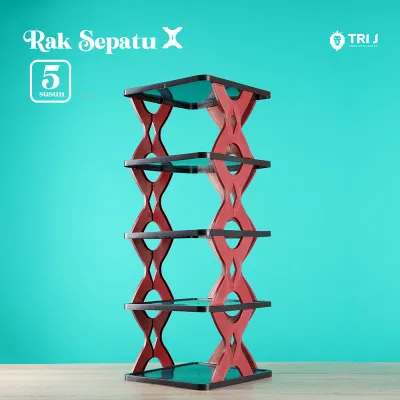 Rak Sepatu Korea X 5 Susun Tempat Penyimpanan Sandal Sepatu 4 Susun Plastik / Rak Sendal 5 Tingkat