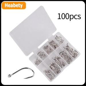 【2-3 ngày giao hàng】 100 cái hộp câu cá móc thép carbon vòng tròn duy nhất fishhook câu cá Phụ Kiện