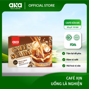 Café sữa đá hòa tan Aka (10 gói x 20g) cà phê gói uống liền đậm vị nguyên liệu pha chế tiện lợi