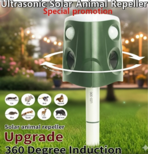 [SG Stock] Upgraded 360° Ultrasonic Solar Animal Repeller | Tri-face PIR Motion Sensor | IP66 Waterproof Outdoor Deterrent for Cat Dog Bird Deer & Bear | Solar & USB Dual Charge
