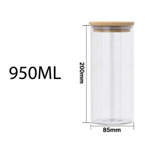 APA Round Thick Glass Cookies Bamboo Lid Jar Food Storage Container Airtight Seasoning Spices Kitchen Organizer Balang Bekas Kaca 玻璃罐