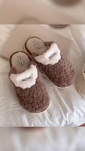 Fashionable Sweet Cute Bow Plush Maternity Shoes For Women Winter Student Non-Slip Home Cotton Slippers