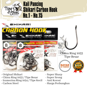 Kail Pancing SHIKARI CARBON HOOK 1053 Besar / 1054 Kecil (No.1 - No.15) Carbon Murah - Toms Fishing