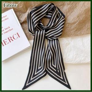 Fitow Headband Wraps Female Neckerchief Stripe French Korean Style Small Long Scarf Hair Accessories Bag Decor