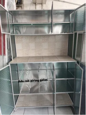 Rak piring 3 Pintu Datar Bawah keramik /Rak piring Aluminium murah/rak piring 3 pintu/rak piring 3 pintu aluminium anti karat / Free Ongkir 35km dari toko - Only Jabodetabek