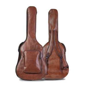 40/41inch guitar bagสีน้ำตาลและสีดำ ผ้ากันน้ำหนังพียูฟองน้ำหนา15mmกระเป๋าใส่กีตาร์โปร่งแบบพกพาและสายสะพายไหล่สองสายกระเป๋าเก็บกีตาร์ที่ทนทานซิปคู่