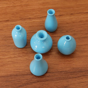 QUANSEN 5Pcs 1:12 Dollhouse Miniature Vase Mini Simulation Geometry Vase Set Flower Arrangement Green Plant Pots Model Home Decor Toys