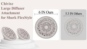 Phụ kiện khuếch tán lớn tương thích với Shark FlexStyle vòi khuếch tán được nâng cấp lớn hơn giúp làm khô tóc nhanh hơn và tạo kiểu cho tóc gợn sóng xoăn xoăn cứng.