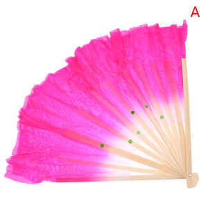 pamelaea 30cm Chinese Short Bellydance Fan Bamboo+10 20cm Half Circle SilkVeil Pairs Yangko Belly Dancing Fan Hand Dye Adults