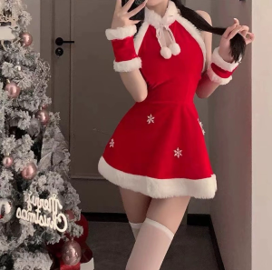 U Gonna S Đồ lót giáng sinh cho nữ đồ ngủ màu đỏ không tay Bodycon v-cổ hở lưng nâng ngực thời trang đàn hồi ngủ bên 2025 thiết kế mới quà tặng cho bạn gái