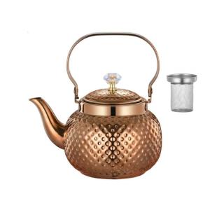 Stainsless Steels Teas Kettles Teapots with Infuser Metal Coffee Pots Round Teas Pots for Kitchen Hotel Restaurant