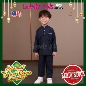 ⭐RAYA DEAL⭐[READY STOCK]1Tahun-12Tahun Baju Melayu Budak Kurta Traditional Budak Lelaki Kanak-kanak Saiz Besar Baju Raya Budak Cotton Biru Muda Hitam Khaki Sage Green Pink