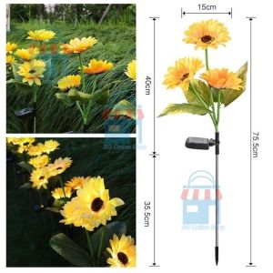 2026 Hari Raya Light 3 Heads Sunflower Light Solar Powered Outdoor Waterproof Balcony Garden Decoration Ground Plug Lawn Night Light Ramadan Hari Raya Decoration