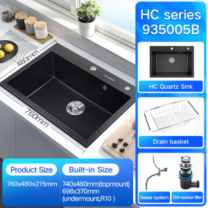 HIGOLD 30 Inch Kitchen Quartz Sink Single Bowl Topmount & Undermount Sink White Black Green Colorful Quartz High-Value Sink Dirt Resistance High Hardness
