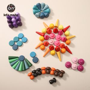 Lets Make Wooden Stacking Blocks 36pcs/set Toddlers Balancing Stones Montessori Toys