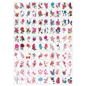 TEWUB Waterproof for Women Girls DIY Sticker Butterfly Fake tattoo Arm Shoulder Tatouage Flower Tattoo Sticker Temporary Tattoos Disposable Tattoo Decals Body Art Decals