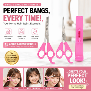 NOBLELUX 3pcs/set Precise Bangs Trimming Tool Set Point Cuts Thinning Shears Kids Bangs Cutting Kit Professional Flat Tooth Hairdressing  Home Haircut