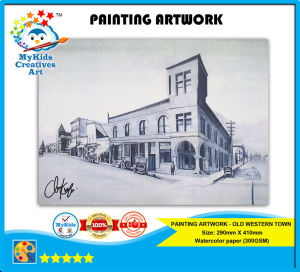 PAINTING OLD WESTERN TOWN PREMIUM QUALITY PRINTING ARTWORK