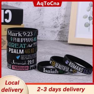 [COD] AqToCna Ship within 24 hours 13pc Faith Believe Peace Grace Bible  Religious Bracelet Sport Silicone Bracelets Rubber Wristband