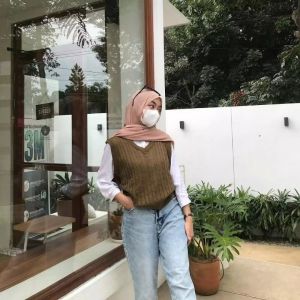 ARSHILASHOP Vest Rompi Rajut Cable Wanita Korean Style Terbaru 2021