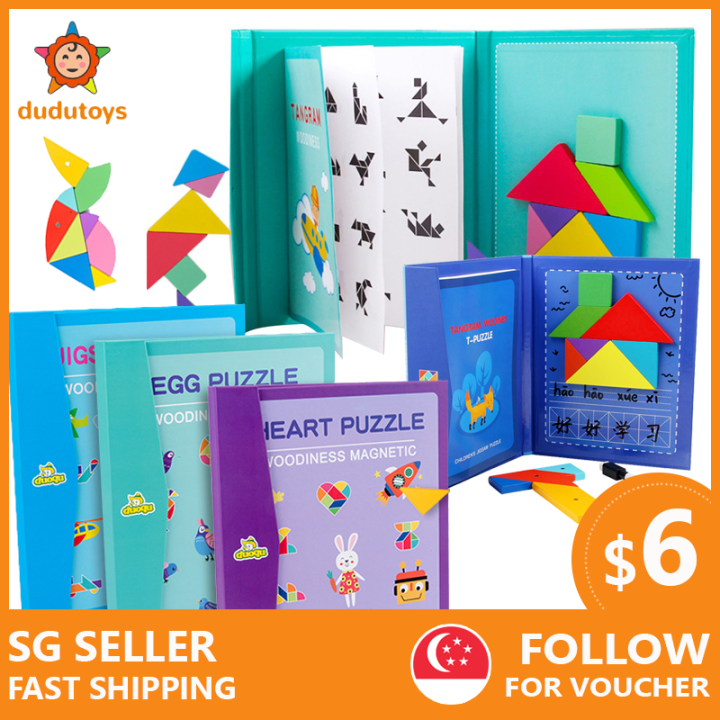 3D Magnetic Toys Jigsaw Tangram Puzzles for Kids Game Montessori ...