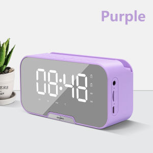 Goojodoq Wireless Bluetooth Speaker Multifunction LED Digital Dual Jam Alarm Clock Salon Bluetooth Speakers With FM Radio Mirror Wireless Music Box Bass Stereo