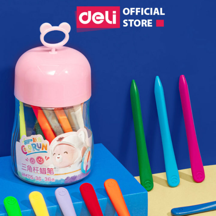 Bút sáp màu hữu cơ gấu con Deli - An toàn cho bé, không vấy bẩn tay ...