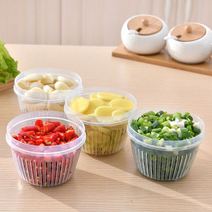 Toples Bulat Transparan Tirisan Sayur Buah Bawang / Wadah Saringan Penyimpanan Serbaguna